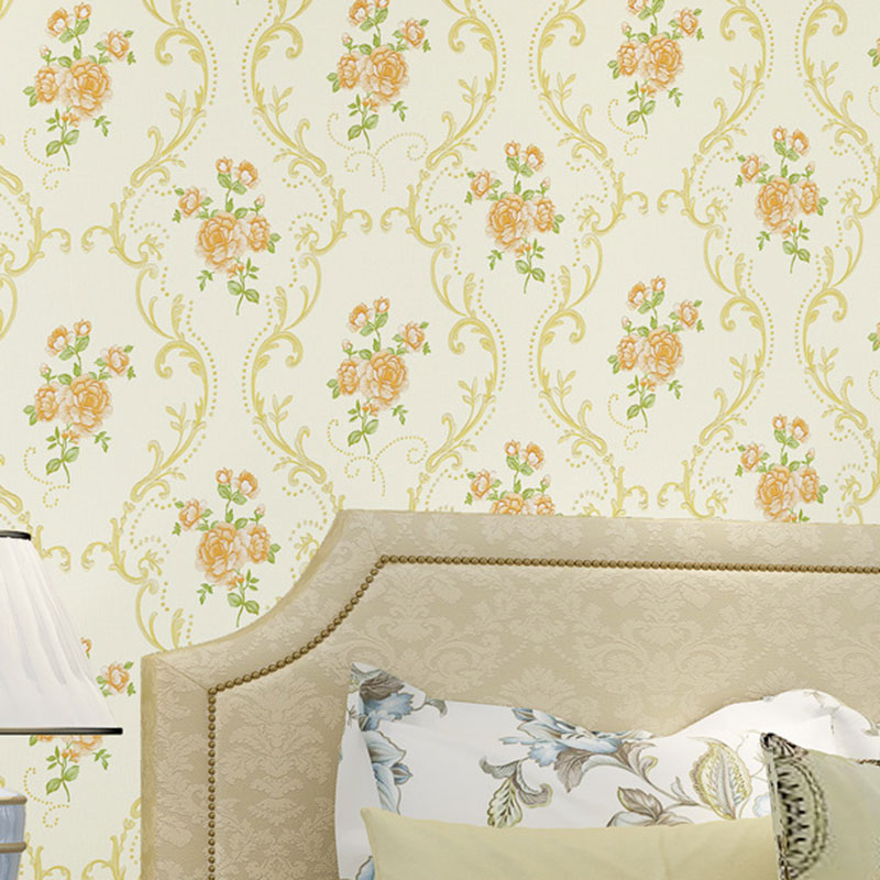 31' x 20.5" European Wallpaper Roll for Girl's Bedroom with 3D Effect Dense Flower Pattern in Natural Color Clearhalo 'Country wall decor' 'Rustic' 'Wallpaper' Wall Decor' 1788690