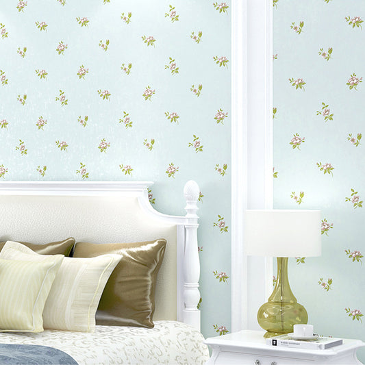 Romantic Tiny Floral Print Decorative Non-Pasted Wallpaper, 31-foot x 20.5-inch Blue Clearhalo 'Country wall decor' 'Rustic' 'Wallpaper' Wall Decor' 1788732