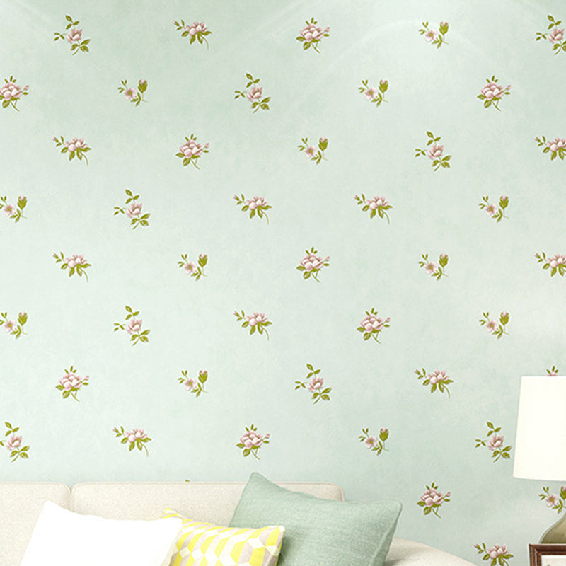 Romantic Tiny Floral Print Decorative Non-Pasted Wallpaper, 31-foot x 20.5-inch Green Clearhalo 'Country wall decor' 'Rustic' 'Wallpaper' Wall Decor' 1788736