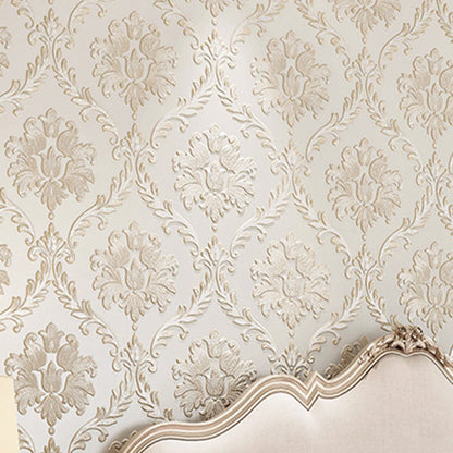 54.2 sq ft. Decorative Non-Pasted Harlequin and Flower Design Non-Woven Wallpaper in Pastel Color Light Yellow Clearhalo 'Vintage wall decor' 'Vintage' 'Wallpaper' Wall Decor' 1788774