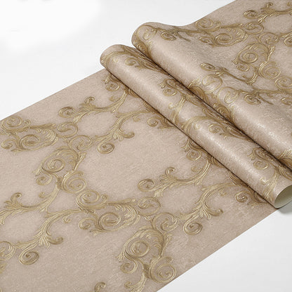 Non-Pasted 31-foot x 20.5-inch European Nostalgic Damasque Floral Design Wallpaper for Dining Room Light Coffee Clearhalo 'Vintage wall decor' 'Vintage' 'Wallpaper' Wall Decor' 1788798