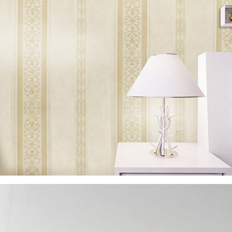 20.5"W x 31'L Decorative Non-Pasted Blossoms of Harlequin Design Non-Woven Wallpaper in Neutral Color Beige Stripe Clearhalo 'Vintage wall decor' 'Vintage' 'Wallpaper' Wall Decor' 1788829
