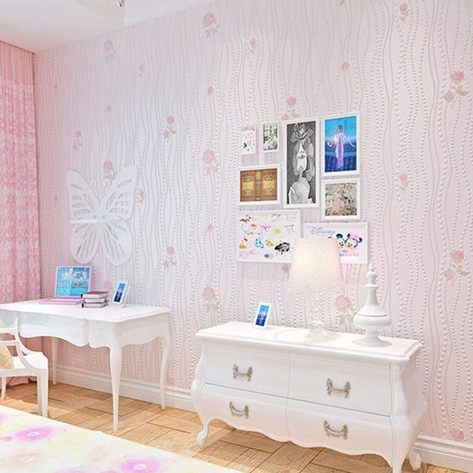 Colore floreale di colore pastello carta da parati resistente all'acqua rivestimento per la camera da letto per ragazze, 20,5 "W x 33'l