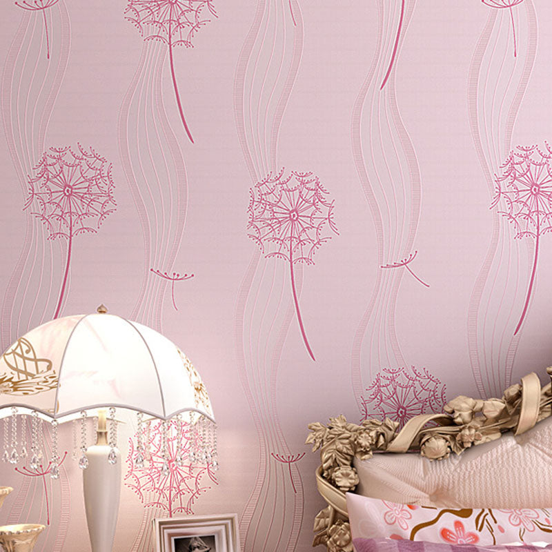 Modernism Dandelion Wallpaper Roll for Children's Bedroom, Neutral Color, 31'L x 20.5"W Light Pink Clearhalo 'Wall Decor' 'Wallpaper' 1788890