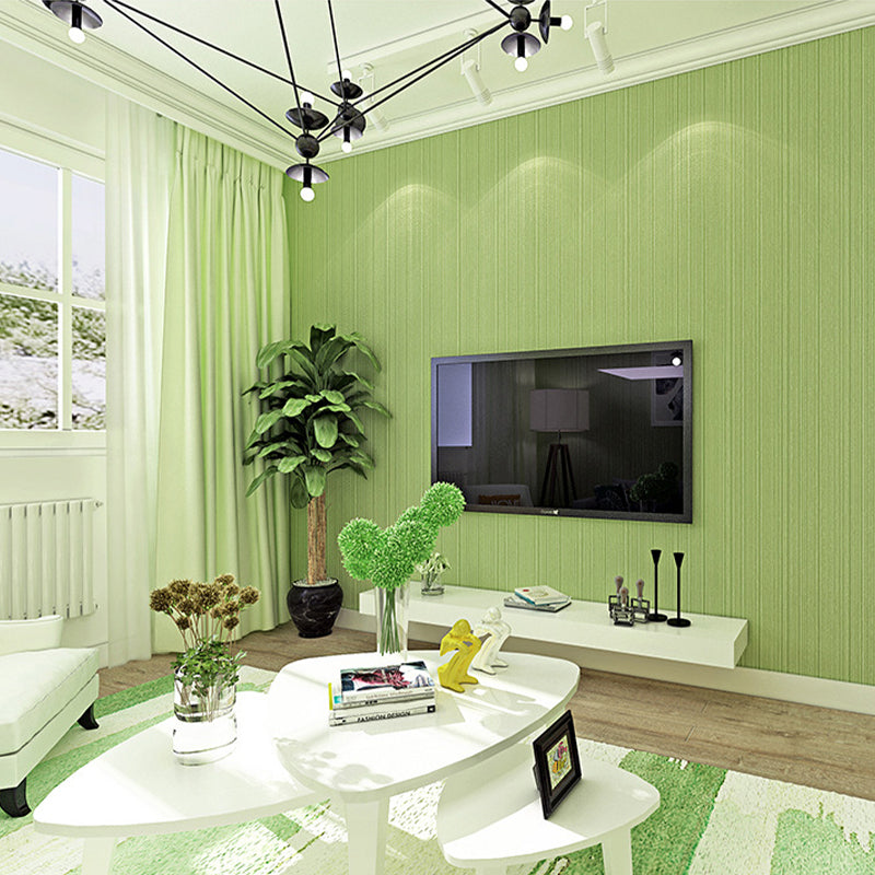 Warm Color Non-Woven Moisture Resistant Vertical Line Wallpaper, 31 ft. x 20.5 in Green Clearhalo 'Modern wall decor' 'Modern' 'Wallpaper' Wall Decor' 1788911