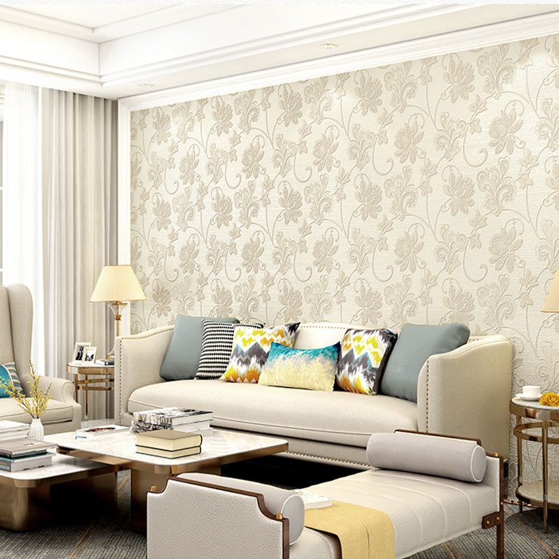 20.5"W x 31'L Romantic Retro Flower Design Non-Pasted Wallpaper in Light Color Clearhalo 'Vintage wall decor' 'Vintage' 'Wallpaper' Wall Decor' 1788928