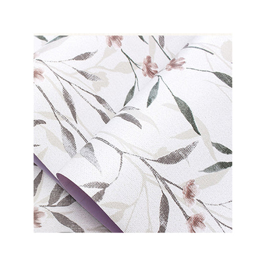 Vinyl 17.5-inch x 19.5 ft Fresh and Light Non-Pasted Long Branches and Floral Print Wallpaper Clearhalo 'Country wall decor' 'Rustic' 'Wallpaper' Wall Decor' 1788941