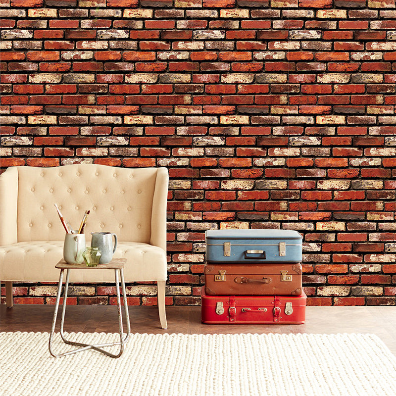 17.5" x 19.5' Nostalgic Industrial Brick Wallpaper, Peel and Stick Red Clearhalo 'Industrial wall decor' 'Industrial' 'Wallpaper' Wall Decor' 1788943