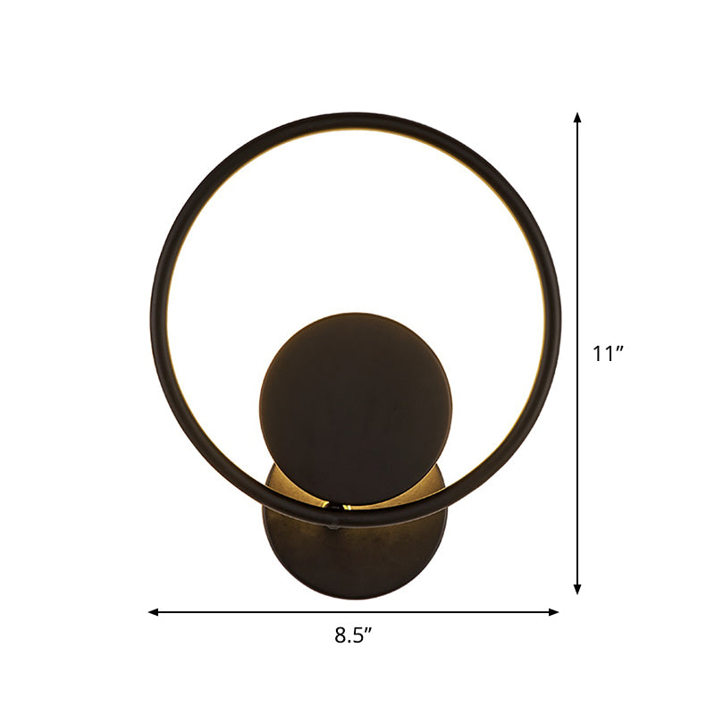 Halo Ring Metallic Sconce Light Minimalist Black Integrated LED Wall Mounted Lamp in Warm/White Light Clearhalo 'Modern wall lights' 'Modern' 'Wall Lamps & Sconces' 'Wall Lights' Lighting' 1788976