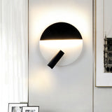 Nordic Rounded Metal Flush Wall Sconce LED Wall Mounted Fixture in Black and White with Extra Adjustable Spotlight Clearhalo 'Cast Iron' 'Glass' 'Industrial' 'Modern wall lights' 'Modern' 'Tiffany' 'Traditional wall lights' 'Wall Lamps & Sconces' 'Wall Lights' Lighting' 1788977