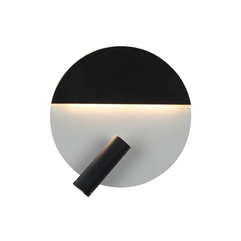 Nordic Rounded Metal Flush Wall Sconce LED Wall Mounted Fixture in Black and White with Extra Adjustable Spotlight Clearhalo 'Cast Iron' 'Glass' 'Industrial' 'Modern wall lights' 'Modern' 'Tiffany' 'Traditional wall lights' 'Wall Lamps & Sconces' 'Wall Lights' Lighting' 1788980
