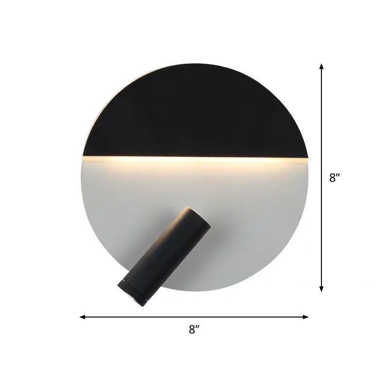 Nordic Rounded Metal Flush Wall Sconce LED Wall Mounted Fixture in Black and White with Extra Adjustable Spotlight Clearhalo 'Cast Iron' 'Glass' 'Industrial' 'Modern wall lights' 'Modern' 'Tiffany' 'Traditional wall lights' 'Wall Lamps & Sconces' 'Wall Lights' Lighting' 1788981