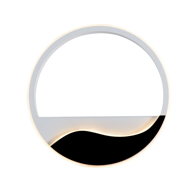 Bedroom LED Flush Mount Wall Light Minimalist Black-White Sconce with Wave Patterned Round/Square Acrylic Frame, Warm/White Light Clearhalo 'Modern wall lights' 'Modern' 'Wall Lamps & Sconces' 'Wall Lights' Lighting' 1788994