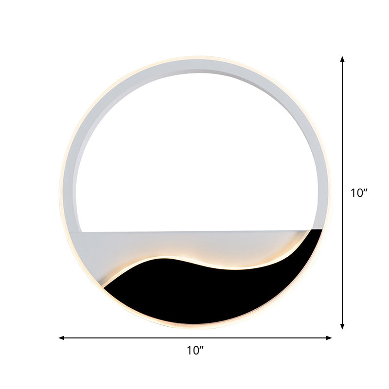 Bedroom LED Flush Mount Wall Light Minimalist Black-White Sconce with Wave Patterned Round/Square Acrylic Frame, Warm/White Light Clearhalo 'Modern wall lights' 'Modern' 'Wall Lamps & Sconces' 'Wall Lights' Lighting' 1788995