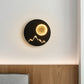 Mini Round/Square Thin LED Flush Mount Nordic Metal Bedroom Wall Light Sconce in Black/White/Grey with Full Moon-Mountain Pattern Black Round Clearhalo 'Cast Iron' 'Glass' 'Industrial' 'Modern wall lights' 'Modern' 'Tiffany' 'Traditional wall lights' 'Wall Lamps & Sconces' 'Wall Lights' Lighting' 1789002