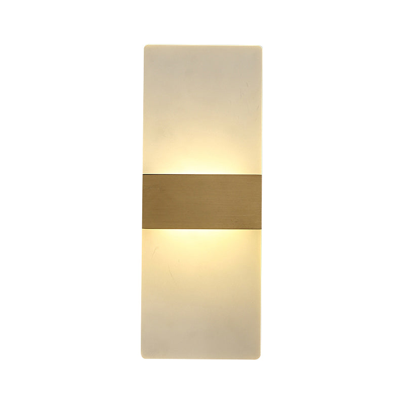 Rectangular Flush Wall Sconce Minimalist Acrylic Bedside Wall Lamp with Gold Band, Warm/White Light Clearhalo 'Modern wall lights' 'Modern' 'Wall Lamps & Sconces' 'Wall Lights' Lighting' 1789029
