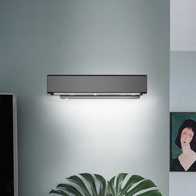 Rotatable Cuboidal LED Sconce Lamp Modern Aluminum Black/White-Wood Wall Mounted Lighting in Warm/White Light Black Clearhalo 'Cast Iron' 'Glass' 'Industrial' 'Modern wall lights' 'Modern' 'Tiffany' 'Traditional wall lights' 'Wall Lamps & Sconces' 'Wall Lights' Lighting' 1789033