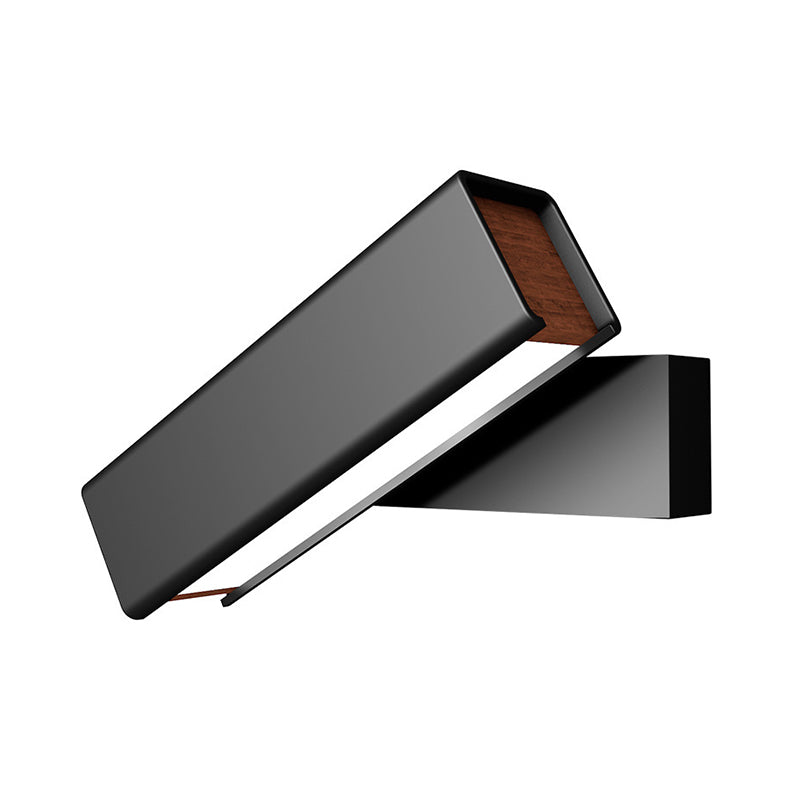 Rotatable Cuboidal LED Sconce Lamp Modern Aluminum Black/White-Wood Wall Mounted Lighting in Warm/White Light Clearhalo 'Cast Iron' 'Glass' 'Industrial' 'Modern wall lights' 'Modern' 'Tiffany' 'Traditional wall lights' 'Wall Lamps & Sconces' 'Wall Lights' Lighting' 1789034