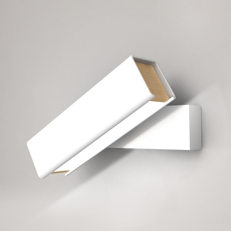 Rotatable Cuboidal LED Sconce Lamp Modern Aluminum Black/White-Wood Wall Mounted Lighting in Warm/White Light Clearhalo 'Cast Iron' 'Glass' 'Industrial' 'Modern wall lights' 'Modern' 'Tiffany' 'Traditional wall lights' 'Wall Lamps & Sconces' 'Wall Lights' Lighting' 1789040