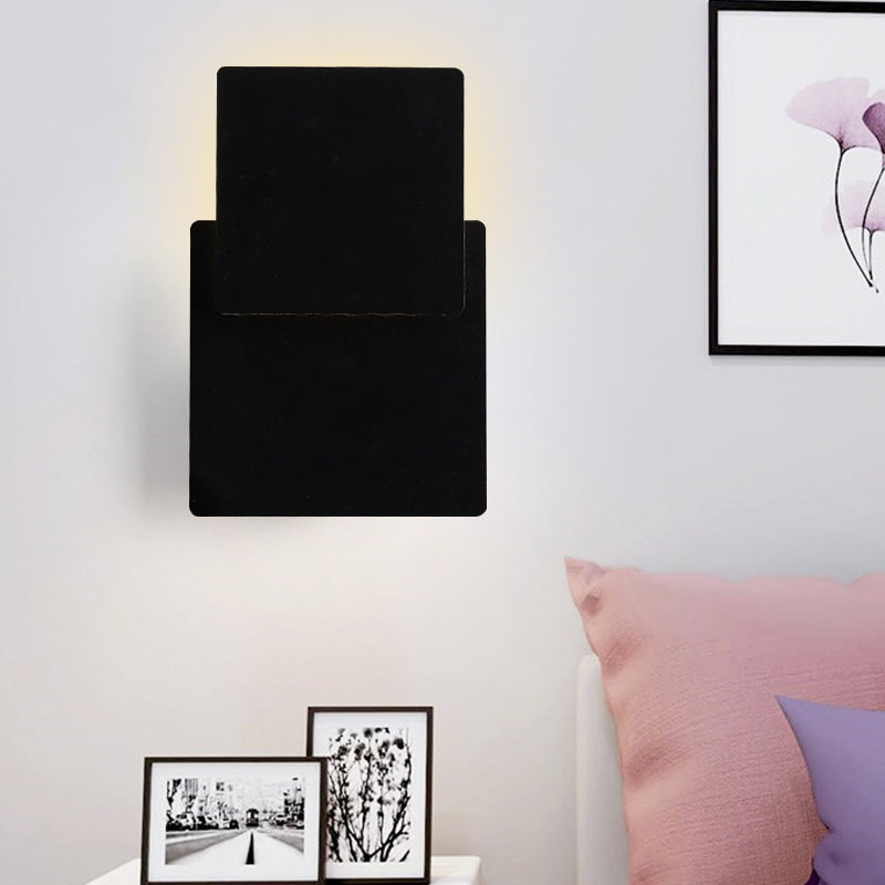 Iron Moveable Shade Square Wall Lamp Minimalism Novelty Black/White LED Sconce Lighting in Warm/White Light Clearhalo 'Cast Iron' 'Glass' 'Industrial' 'Modern wall lights' 'Modern' 'Tiffany' 'Traditional wall lights' 'Wall Lamps & Sconces' 'Wall Lights' Lighting' 1789051