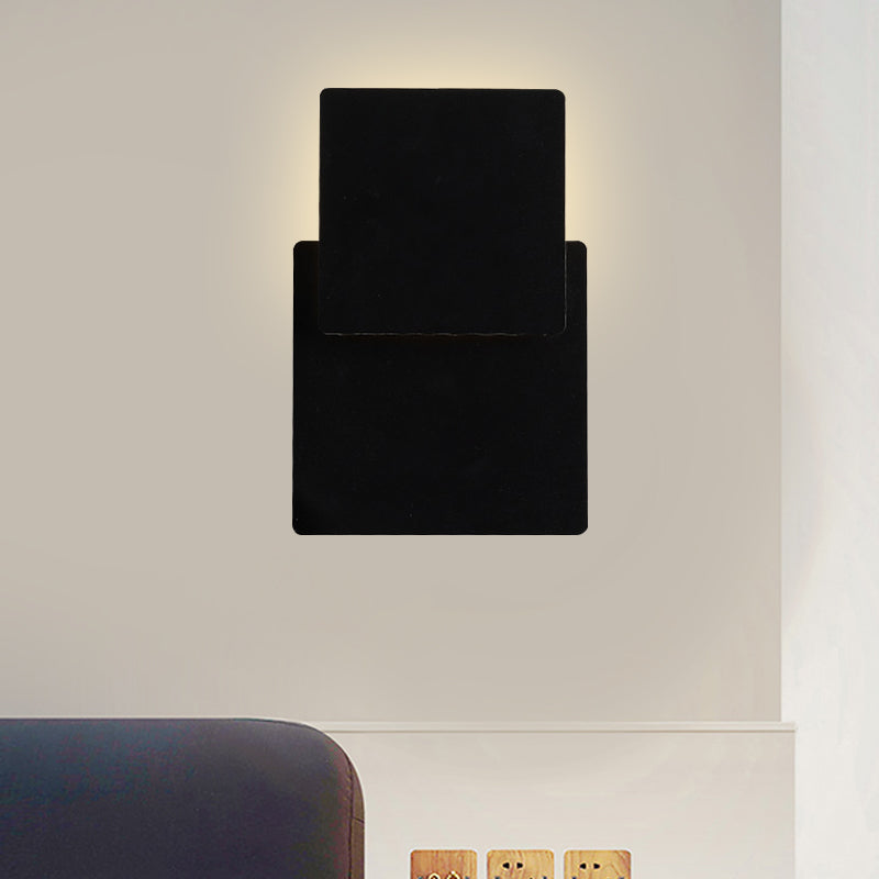 Iron Moveable Shade Square Wall Lamp Minimalism Novelty Black/White LED Sconce Lighting in Warm/White Light Black Clearhalo 'Cast Iron' 'Glass' 'Industrial' 'Modern wall lights' 'Modern' 'Tiffany' 'Traditional wall lights' 'Wall Lamps & Sconces' 'Wall Lights' Lighting' 1789052