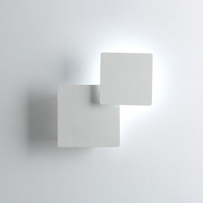 Iron Moveable Shade Square Wall Lamp Minimalism Novelty Black/White LED Sconce Lighting in Warm/White Light Clearhalo 'Cast Iron' 'Glass' 'Industrial' 'Modern wall lights' 'Modern' 'Tiffany' 'Traditional wall lights' 'Wall Lamps & Sconces' 'Wall Lights' Lighting' 1789059