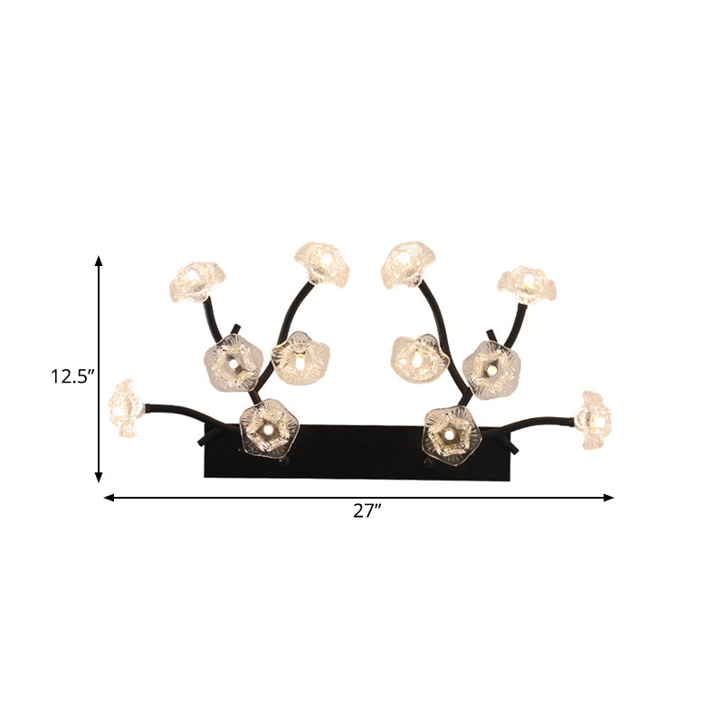 Blossom Clear Glass Wall Light Modern 12 Lights Black Sconce Lighting for Bedroom Clearhalo 'Cast Iron' 'Glass' 'Industrial' 'Modern wall lights' 'Modern' 'Tiffany' 'Traditional wall lights' 'Wall Lamps & Sconces' 'Wall Lights' Lighting' 1789079