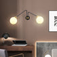 Angled Arm Bedside Wall Mount Light Hand Blown Milk Glass 2 Bulbs Minimalism Sconce Ideas in Black Clearhalo 'Cast Iron' 'Glass' 'Industrial' 'Modern wall lights' 'Modern' 'Tiffany' 'Traditional wall lights' 'Wall Lamps & Sconces' 'Wall Lights' Lighting' 1789091