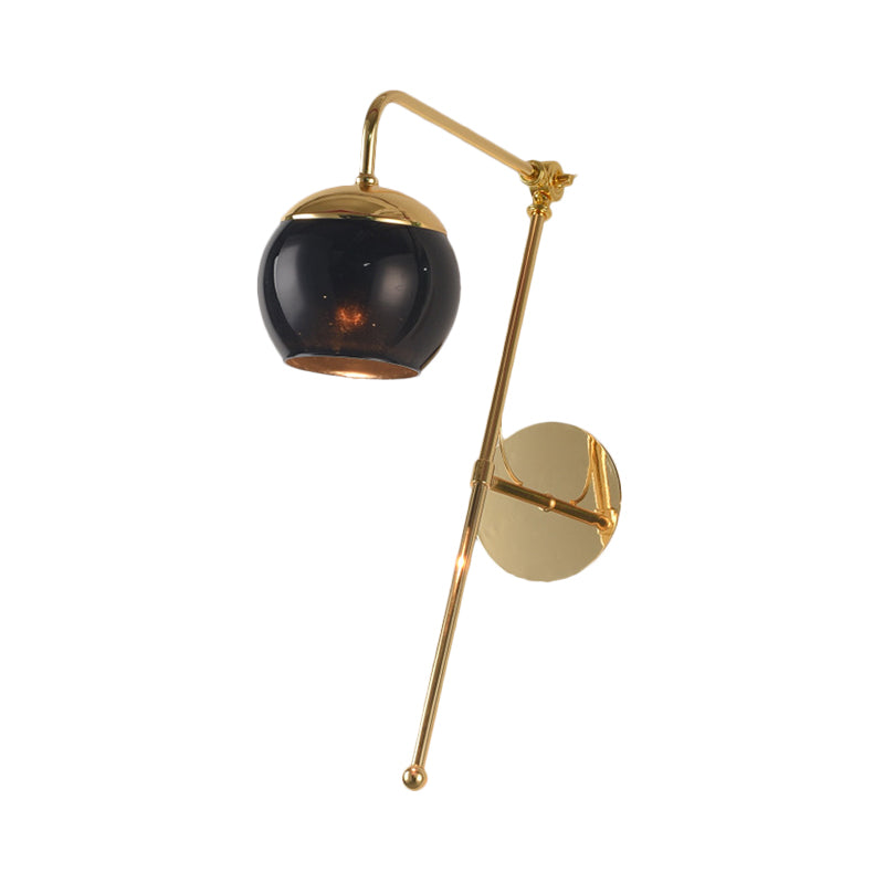 Postmodern Persimmon Swing Arm Wall Light Black/Clear Glass 1-Light Office Sconce Lighting in Gold Clearhalo 'Cast Iron' 'Glass' 'Industrial' 'Modern wall lights' 'Modern' 'Tiffany' 'Traditional wall lights' 'Wall Lamps & Sconces' 'Wall Lights' Lighting' 1789111
