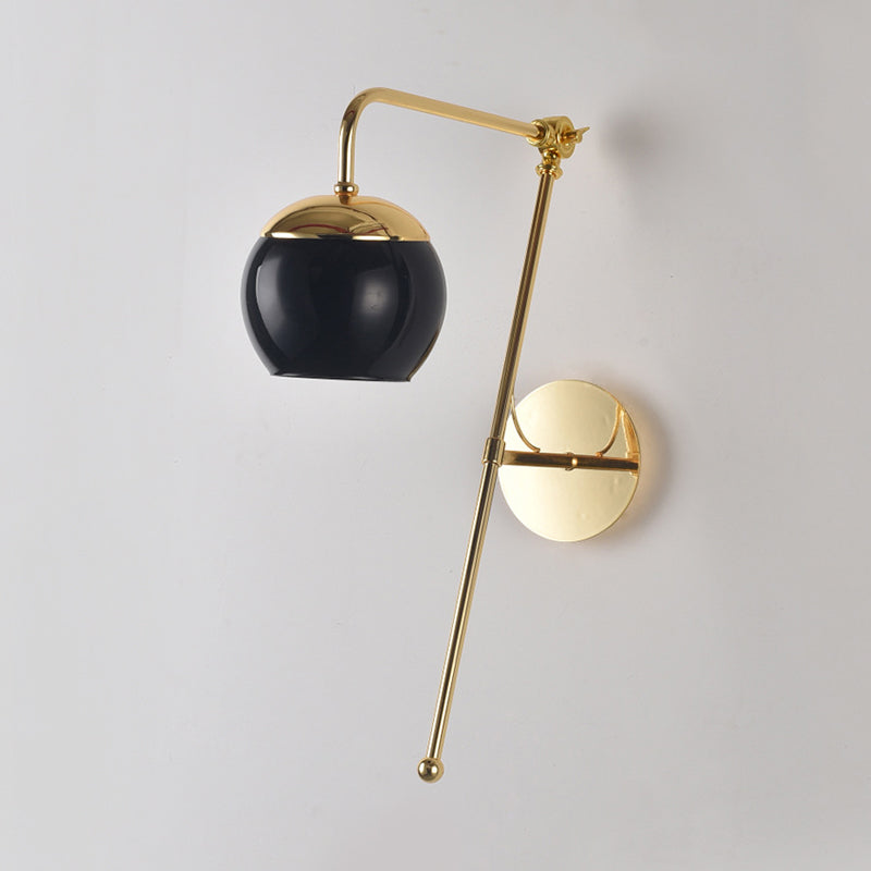 Postmodern Persimmon Swing Arm Wall Light Black/Clear Glass 1-Light Office Sconce Lighting in Gold Clearhalo 'Cast Iron' 'Glass' 'Industrial' 'Modern wall lights' 'Modern' 'Tiffany' 'Traditional wall lights' 'Wall Lamps & Sconces' 'Wall Lights' Lighting' 1789112