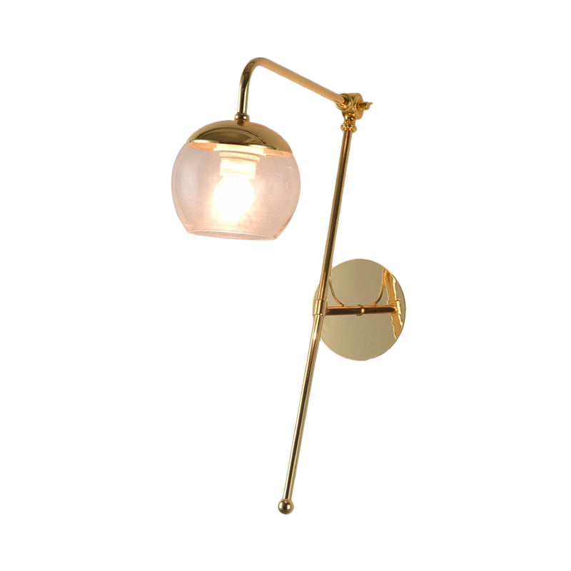 Postmodern Persimmon Swing Arm Wall Light Black/Clear Glass 1-Light Office Sconce Lighting in Gold Clearhalo 'Cast Iron' 'Glass' 'Industrial' 'Modern wall lights' 'Modern' 'Tiffany' 'Traditional wall lights' 'Wall Lamps & Sconces' 'Wall Lights' Lighting' 1789116