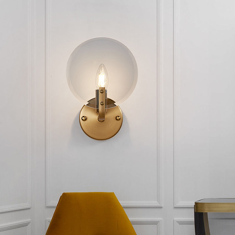 Retro Flake Smoke Glass Sconce Light Single-Blue Wall Lighting Fixture with Gold Right Angled Arm Clearhalo 'Cast Iron' 'Glass' 'Industrial' 'Modern wall lights' 'Modern' 'Tiffany' 'Traditional wall lights' 'Wall Lamps & Sconces' 'Wall Lights' Lighting' 1789132