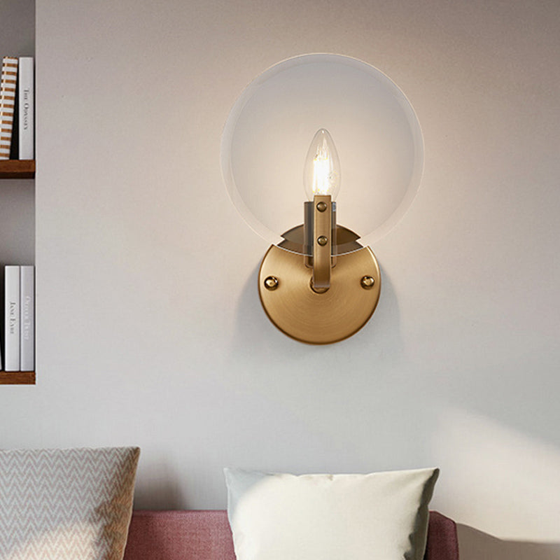 Retro Flake Smoke Glass Sconce Light Single-Blue Wall Lighting Fixture with Gold Right Angled Arm Gold Clearhalo 'Cast Iron' 'Glass' 'Industrial' 'Modern wall lights' 'Modern' 'Tiffany' 'Traditional wall lights' 'Wall Lamps & Sconces' 'Wall Lights' Lighting' 1789133