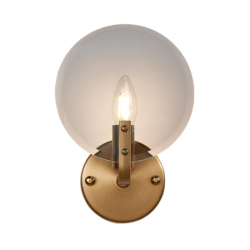 Retro Flake Smoke Glass Sconce Light Single-Blue Wall Lighting Fixture with Gold Right Angled Arm Clearhalo 'Cast Iron' 'Glass' 'Industrial' 'Modern wall lights' 'Modern' 'Tiffany' 'Traditional wall lights' 'Wall Lamps & Sconces' 'Wall Lights' Lighting' 1789135