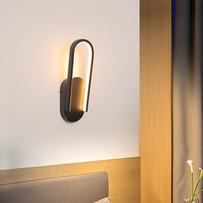 Black/White Sloped Half-Oblong Sconce Minimalist Acrylic LED Wall Mounted Light in Warm/White Light for Parlor Clearhalo 'Cast Iron' 'Glass' 'Industrial' 'Modern wall lights' 'Modern' 'Tiffany' 'Traditional wall lights' 'Wall Lamps & Sconces' 'Wall Lights' Lighting' 1789173