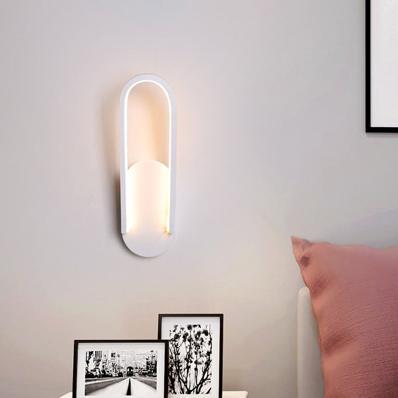 Black/White Sloped Half-Oblong Sconce Minimalist Acrylic LED Wall Mounted Light in Warm/White Light for Parlor White Clearhalo 'Cast Iron' 'Glass' 'Industrial' 'Modern wall lights' 'Modern' 'Tiffany' 'Traditional wall lights' 'Wall Lamps & Sconces' 'Wall Lights' Lighting' 1789178