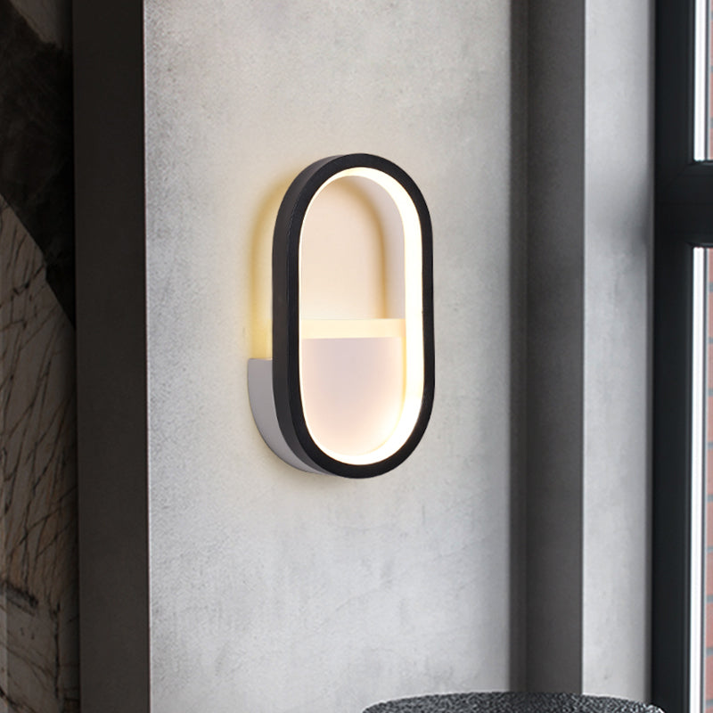 Aluminum Ellipse Mini Wall Lamp Simplicity White/Black LED Sconce Light Fixture in Warm/White Light Clearhalo 'Cast Iron' 'Glass' 'Industrial' 'Modern wall lights' 'Modern' 'Tiffany' 'Traditional wall lights' 'Wall Lamps & Sconces' 'Wall Lights' Lighting' 1789182