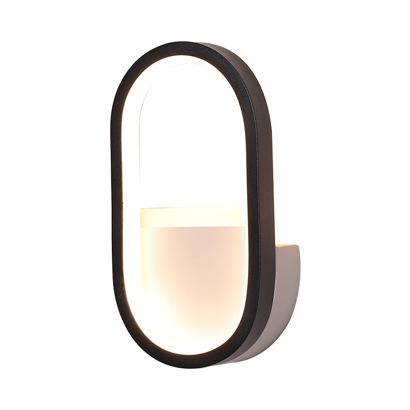 Aluminum Ellipse Mini Wall Lamp Simplicity White/Black LED Sconce Light Fixture in Warm/White Light Clearhalo 'Cast Iron' 'Glass' 'Industrial' 'Modern wall lights' 'Modern' 'Tiffany' 'Traditional wall lights' 'Wall Lamps & Sconces' 'Wall Lights' Lighting' 1789183