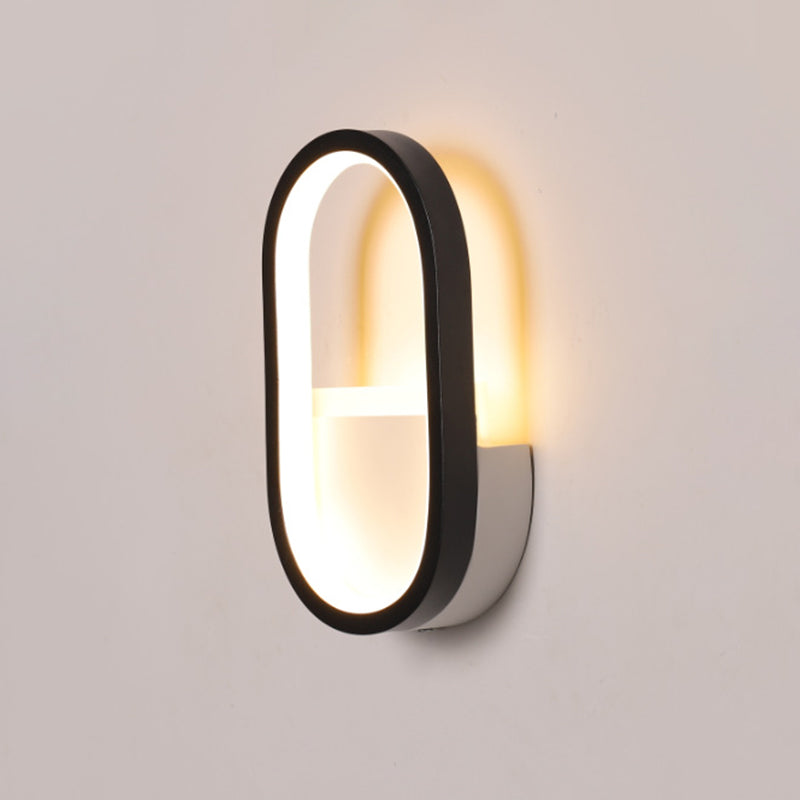Aluminum Ellipse Mini Wall Lamp Simplicity White/Black LED Sconce Light Fixture in Warm/White Light Clearhalo 'Cast Iron' 'Glass' 'Industrial' 'Modern wall lights' 'Modern' 'Tiffany' 'Traditional wall lights' 'Wall Lamps & Sconces' 'Wall Lights' Lighting' 1789184