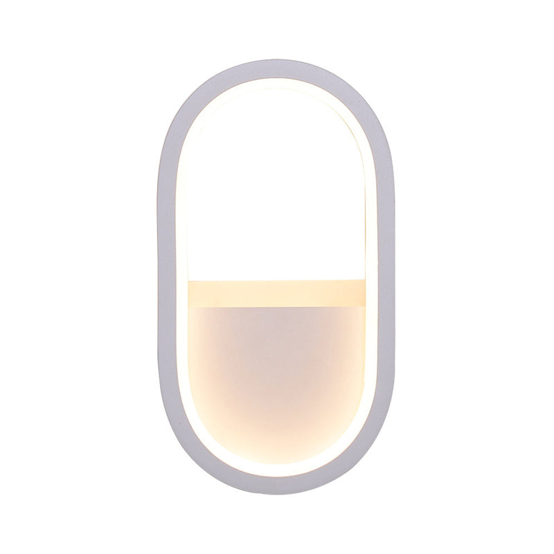 Aluminum Ellipse Mini Wall Lamp Simplicity White/Black LED Sconce Light Fixture in Warm/White Light Clearhalo 'Cast Iron' 'Glass' 'Industrial' 'Modern wall lights' 'Modern' 'Tiffany' 'Traditional wall lights' 'Wall Lamps & Sconces' 'Wall Lights' Lighting' 1789188