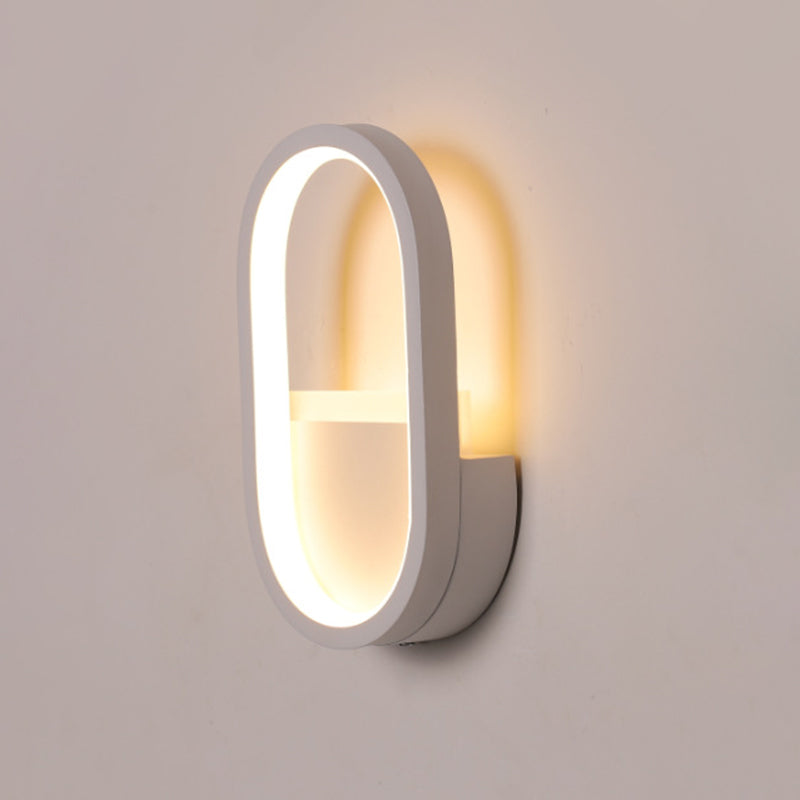 Aluminum Ellipse Mini Wall Lamp Simplicity White/Black LED Sconce Light Fixture in Warm/White Light Clearhalo 'Cast Iron' 'Glass' 'Industrial' 'Modern wall lights' 'Modern' 'Tiffany' 'Traditional wall lights' 'Wall Lamps & Sconces' 'Wall Lights' Lighting' 1789189