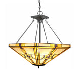 19.5"/27.5" Wide Tiffany Vintage Pyramid Chandelier Stained Glass Inverted Pendant Light in Beige for Bedroom Clearhalo 'Ceiling Lights' 'Chandeliers' 'Industrial' 'Middle Century Chandeliers' 'Tiffany Chandeliers' 'Tiffany close to ceiling' 'Tiffany' Lighting' 178918