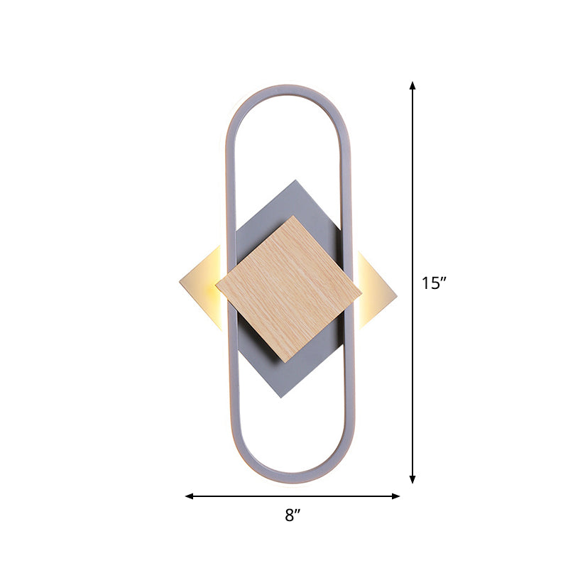 Nordic 2 Layers Round/Square Sconce Light Iron Bedroom LED Wall Mount Lamp with Elliptical Frame, Warm/White Light Clearhalo 'Modern wall lights' 'Modern' 'Wall Lamps & Sconces' 'Wall Lights' Lighting' 1789194