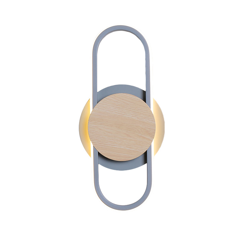 Nordic 2 Layers Round/Square Sconce Light Iron Bedroom LED Wall Mount Lamp with Elliptical Frame, Warm/White Light Clearhalo 'Modern wall lights' 'Modern' 'Wall Lamps & Sconces' 'Wall Lights' Lighting' 1789197