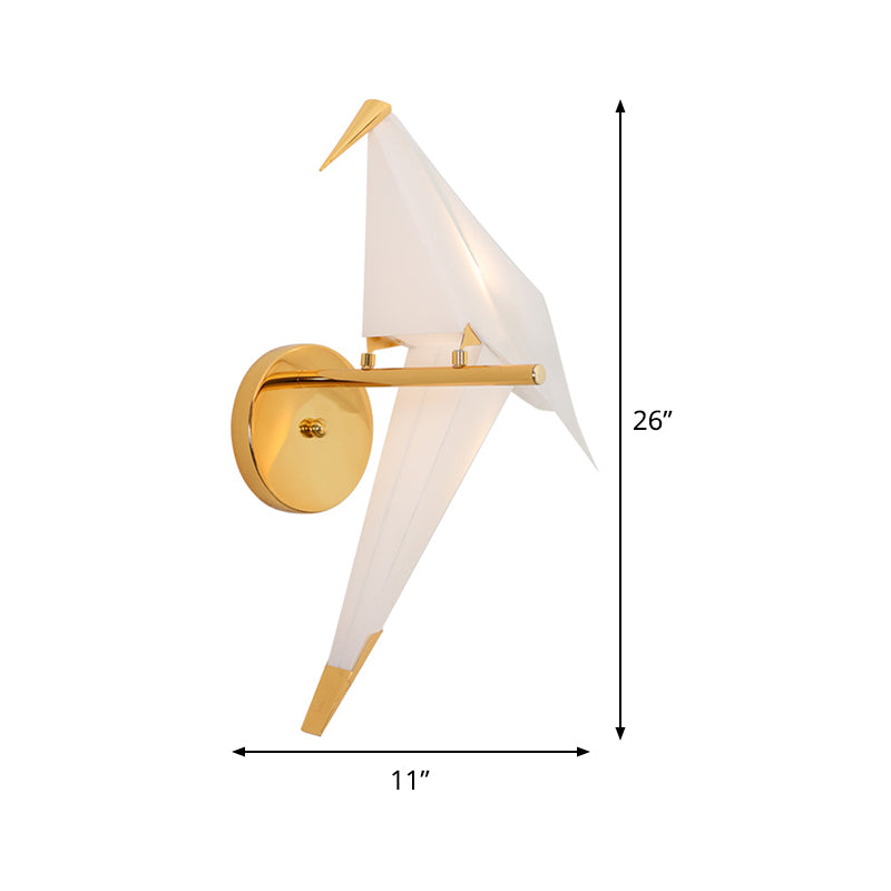 Origami Bird LED Wall Light Fixture Designer Acrylic Bedroom Sconce Lighting in Gold, Warm/White Light Clearhalo 'Cast Iron' 'Glass' 'Industrial' 'Modern wall lights' 'Modern' 'Tiffany' 'Traditional wall lights' 'Wall Lamps & Sconces' 'Wall Lights' Lighting' 1789204