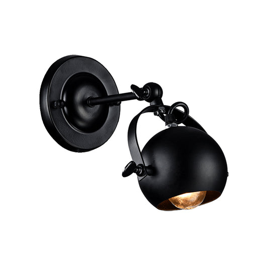 Rotatable 1-Bulb Dome Sconce Industrial Black Iron Wall Mounted Light Fixture for Restaurant Clearhalo 'Art deco wall lights' 'Cast Iron' 'Glass' 'Industrial wall lights' 'Industrial' 'Middle century wall lights' 'Modern' 'Rustic wall lights' 'Tiffany' 'Traditional wall lights' 'Wall Lamps & Sconces' 'Wall Lights' Lighting' 1789216