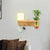 Frosted Glass Wood Wall Light Cylindrical 1-Bulb Industrial Wall Sconce Lamp with Plant Container Wood Clearhalo 'Industrial wall lights' 'Industrial' 'Middle century wall lights' 'Rustic wall lights' 'Tiffany' 'Wall Lamps & Sconces' 'Wall Lights' Lighting' 1789263