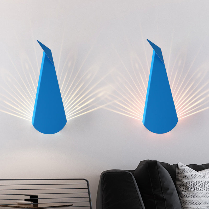 Origami Peafowl Iron Flush Mount Nordic Novelty Pink/Blue LED Wall Light Sconce in Warm/White Light Blue Clearhalo 'Cast Iron' 'Glass' 'Industrial' 'Modern wall lights' 'Modern' 'Tiffany' 'Traditional wall lights' 'Wall Lamps & Sconces' 'Wall Lights' Lighting' 1789368