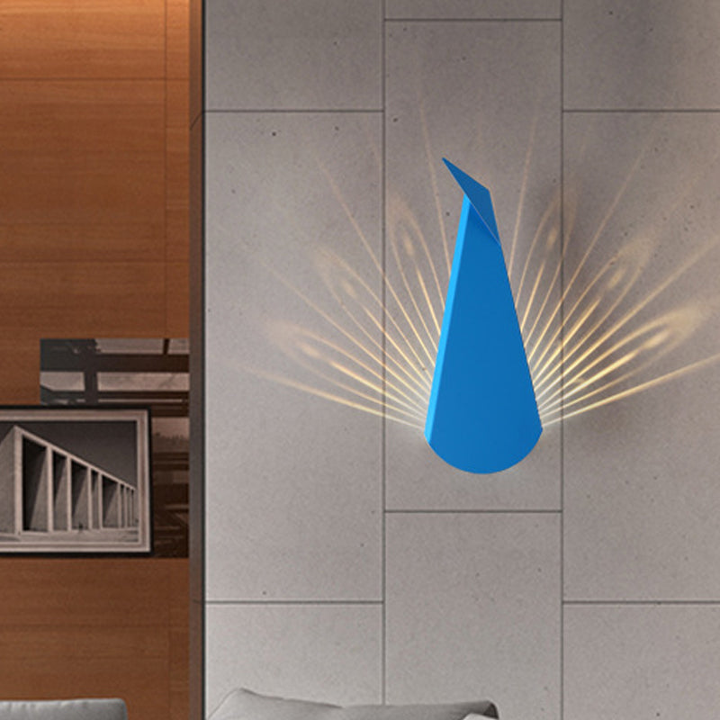 Origami Peafowl Iron Flush Mount Nordic Novelty Pink/Blue LED Wall Light Sconce in Warm/White Light Clearhalo 'Cast Iron' 'Glass' 'Industrial' 'Modern wall lights' 'Modern' 'Tiffany' 'Traditional wall lights' 'Wall Lamps & Sconces' 'Wall Lights' Lighting' 1789369
