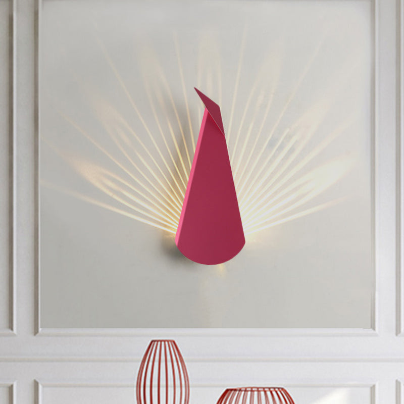 Origami Peafowl Iron Flush Mount Nordic Novelty Pink/Blue LED Wall Light Sconce in Warm/White Light Clearhalo 'Cast Iron' 'Glass' 'Industrial' 'Modern wall lights' 'Modern' 'Tiffany' 'Traditional wall lights' 'Wall Lamps & Sconces' 'Wall Lights' Lighting' 1789373